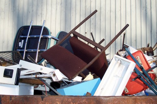 Various types of business waste segregated for recycling